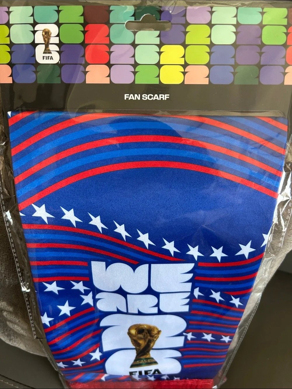 NWT Officials FIFA We Are 26 Blue & Red Fan Scarf